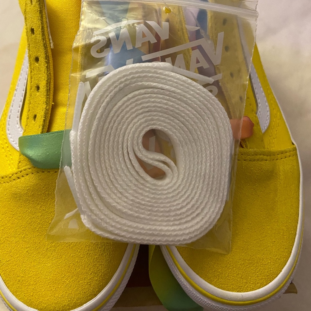 Yellow little girl vans NEVER WORN